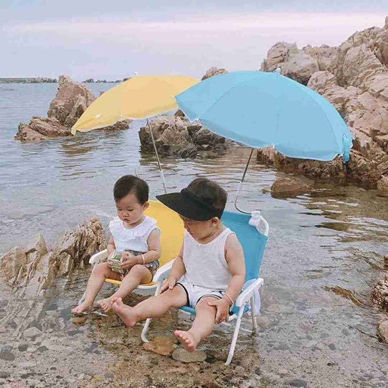 Cadeira de Praia Infantil Com Guarda-sol, Cadeira de Acampamento Portátil Dobrável para Crianças, Capacidade de 50kg, Parques de Piquenique de Acampamento na Praia (AZUL)